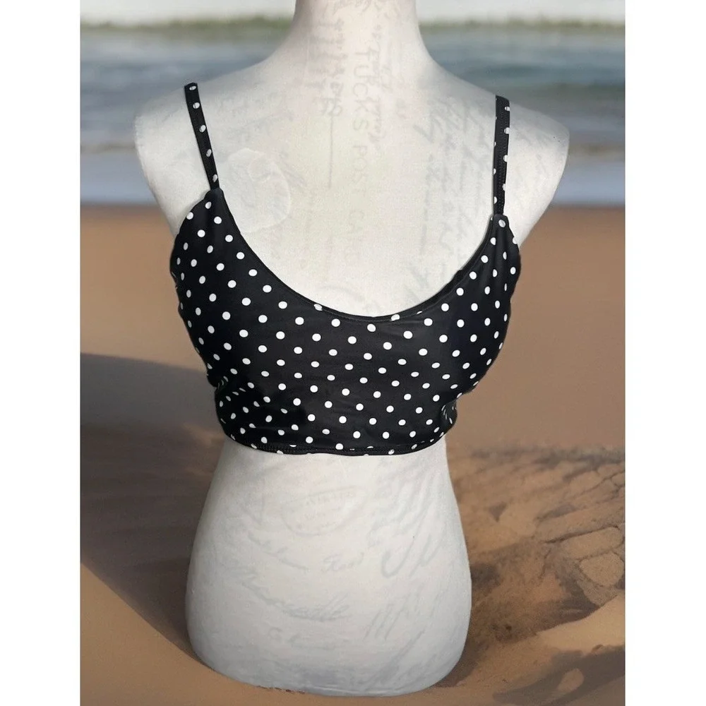 Bloom Size Large Black White Polkadot Adjustable Padded Chic Tankini Top - Picture 3 of 8